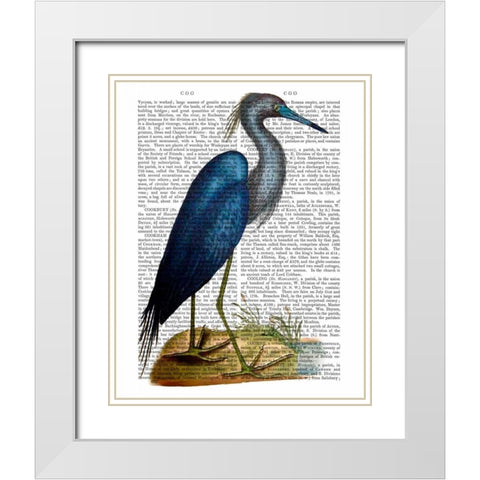 Blue Heron 2 White Modern Wood Framed Art Print with Double Matting by Fab Funky