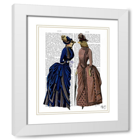 The Gossip Birds White Modern Wood Framed Art Print with Double Matting by Fab Funky