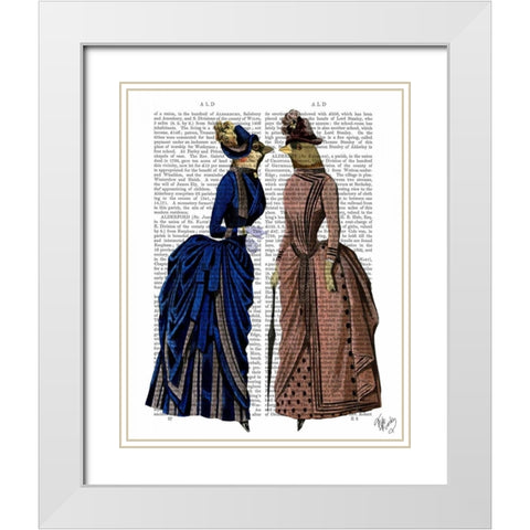 The Gossip Birds White Modern Wood Framed Art Print with Double Matting by Fab Funky