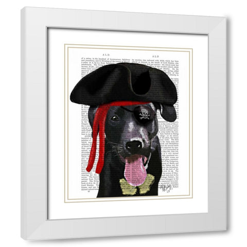 Black Labrador Pirate White Modern Wood Framed Art Print with Double Matting by Fab Funky