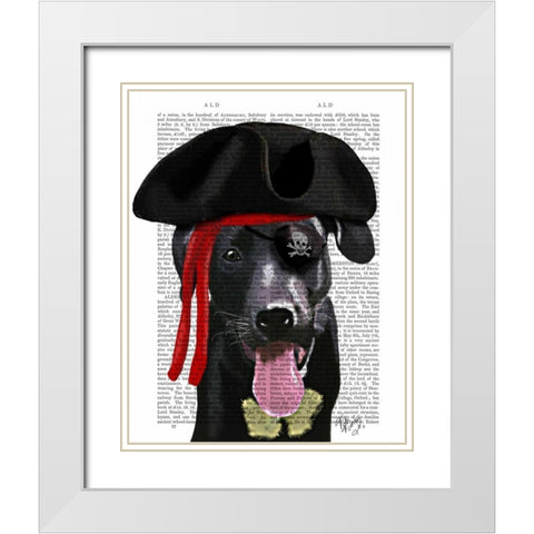 Black Labrador Pirate White Modern Wood Framed Art Print with Double Matting by Fab Funky