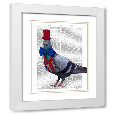 London Pigeon White Modern Wood Framed Art Print with Double Matting by Fab Funky