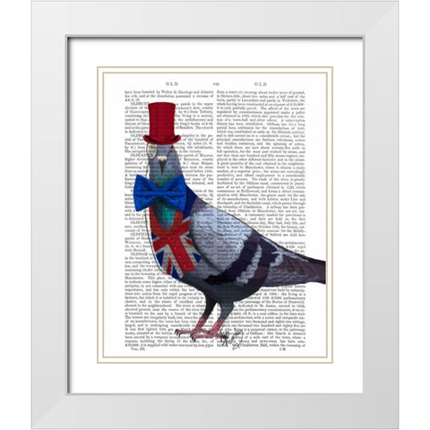 London Pigeon White Modern Wood Framed Art Print with Double Matting by Fab Funky