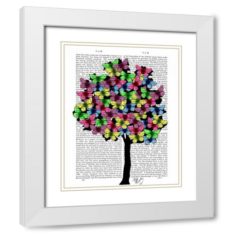 Butterfly Tree White Modern Wood Framed Art Print with Double Matting by Fab Funky