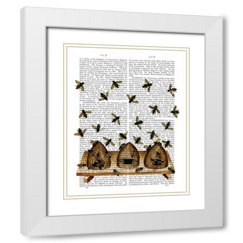 BeeHive Print White Modern Wood Framed Art Print with Double Matting by Fab Funky