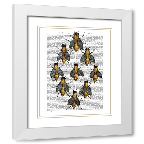 Medieval Bees White Modern Wood Framed Art Print with Double Matting by Fab Funky