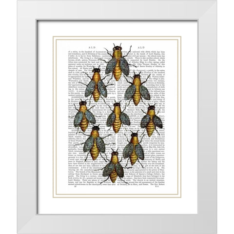 Medieval Bees White Modern Wood Framed Art Print with Double Matting by Fab Funky