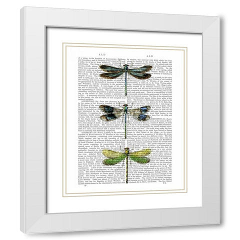 Dragonflies Print 2 White Modern Wood Framed Art Print with Double Matting by Fab Funky