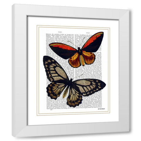 Butterflies 2 White Modern Wood Framed Art Print with Double Matting by Fab Funky