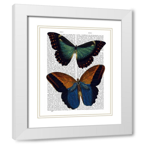 Butterflies 4 White Modern Wood Framed Art Print with Double Matting by Fab Funky