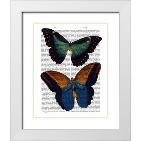 Butterflies 4 White Modern Wood Framed Art Print with Double Matting by Fab Funky