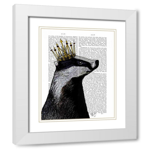 Badger King White Modern Wood Framed Art Print with Double Matting by Fab Funky