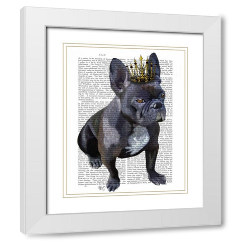 French Bulldog King White Modern Wood Framed Art Print with Double Matting by Fab Funky