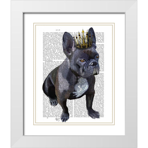 French Bulldog King White Modern Wood Framed Art Print with Double Matting by Fab Funky