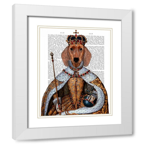 Dachshund Queen White Modern Wood Framed Art Print with Double Matting by Fab Funky