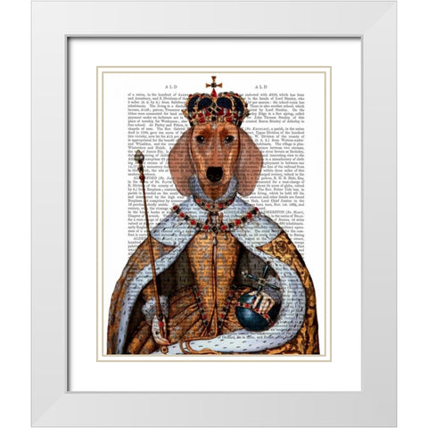 Dachshund Queen White Modern Wood Framed Art Print with Double Matting by Fab Funky