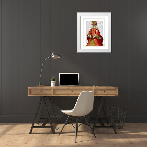 Fox Queen White Modern Wood Framed Art Print with Double Matting by Fab Funky