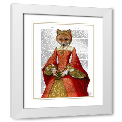 Fox Queen White Modern Wood Framed Art Print with Double Matting by Fab Funky
