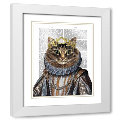 Cat Queen White Modern Wood Framed Art Print with Double Matting by Fab Funky