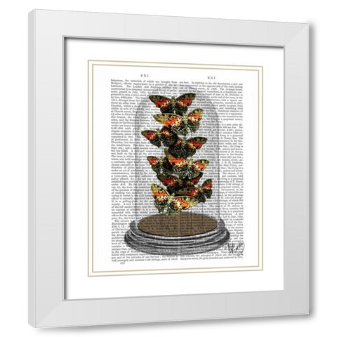 Multicoloured Butterflies in Bell Jar White Modern Wood Framed Art Print with Double Matting by Fab Funky