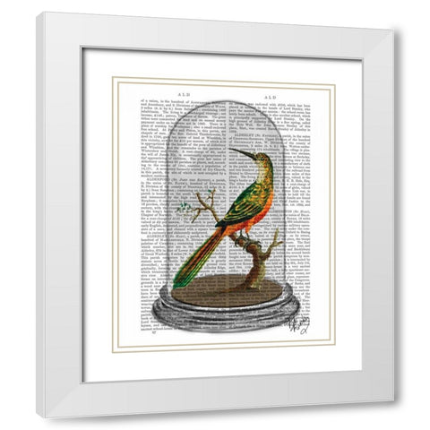 Bird In Bell Jar White Modern Wood Framed Art Print with Double Matting by Fab Funky