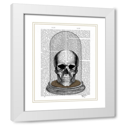 Skull In Bell Jar White Modern Wood Framed Art Print with Double Matting by Fab Funky
