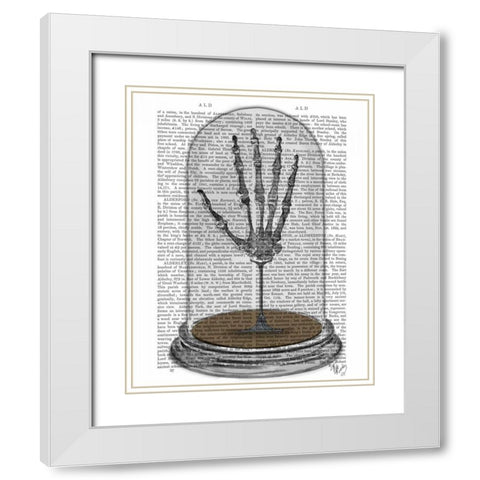 Skeleton Hand In Bell Jar White Modern Wood Framed Art Print with Double Matting by Fab Funky