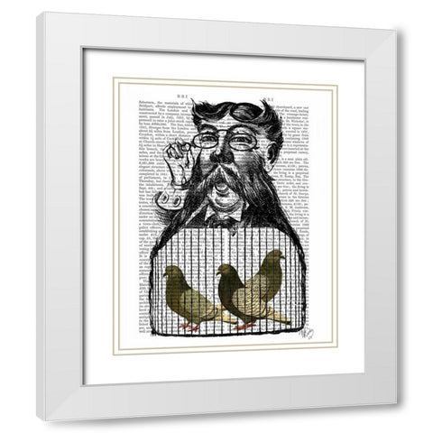 Pigeon Fancier White Modern Wood Framed Art Print with Double Matting by Fab Funky