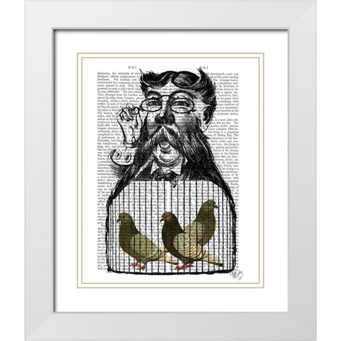 Pigeon Fancier White Modern Wood Framed Art Print with Double Matting by Fab Funky