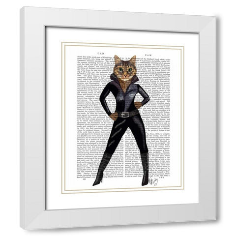 Catwoman White Modern Wood Framed Art Print with Double Matting by Fab Funky
