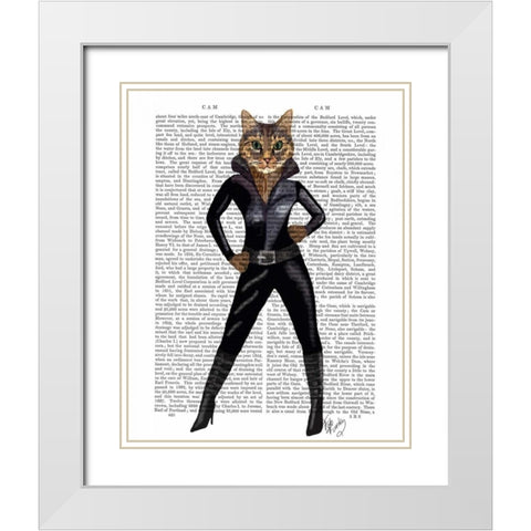 Catwoman White Modern Wood Framed Art Print with Double Matting by Fab Funky