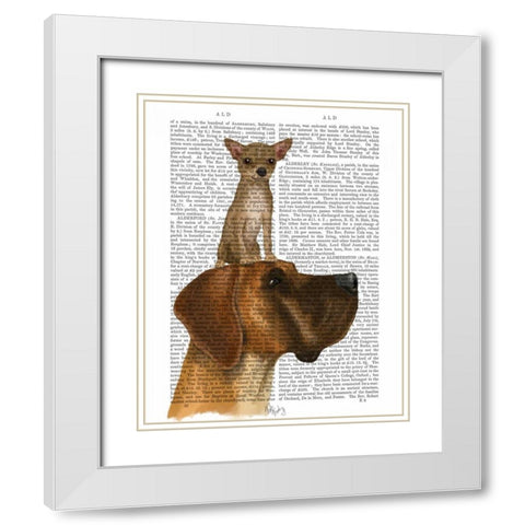 Great Dane and Chihuahua White Modern Wood Framed Art Print with Double Matting by Fab Funky