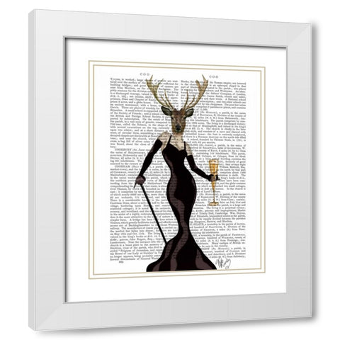 Glamour Deer in Black White Modern Wood Framed Art Print with Double Matting by Fab Funky