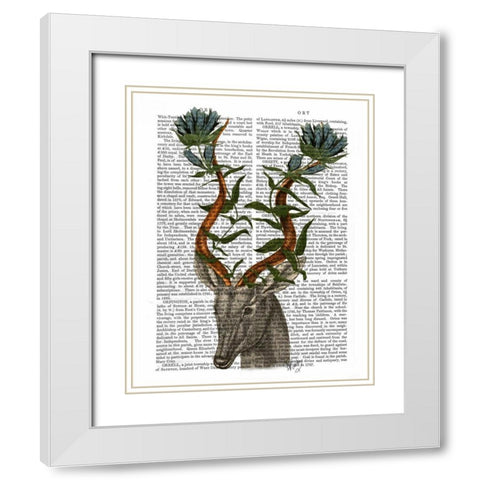 Blue Gazelle White Modern Wood Framed Art Print with Double Matting by Fab Funky