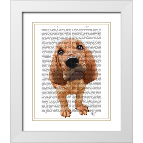 Bloodhound Puppy White Modern Wood Framed Art Print with Double Matting by Fab Funky