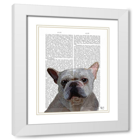 White French Bulldog Plain White Modern Wood Framed Art Print with Double Matting by Fab Funky