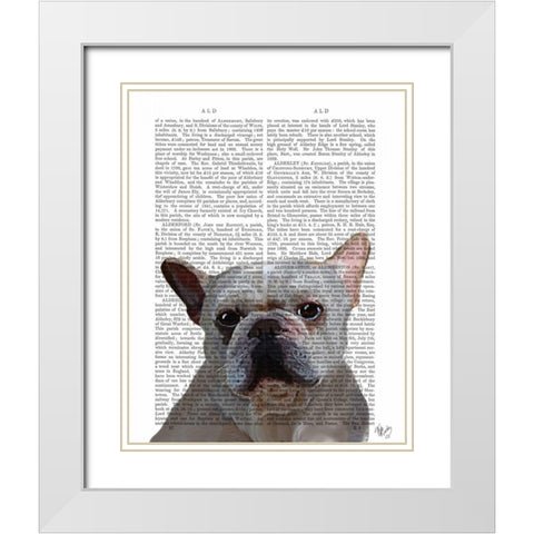 White French Bulldog Plain White Modern Wood Framed Art Print with Double Matting by Fab Funky