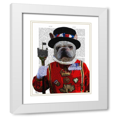 Bulldog Beefeater White Modern Wood Framed Art Print with Double Matting by Fab Funky
