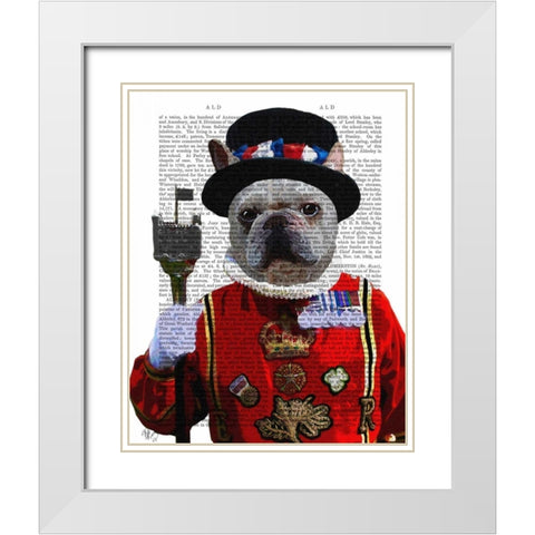 Bulldog Beefeater White Modern Wood Framed Art Print with Double Matting by Fab Funky