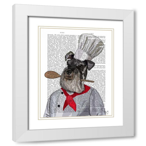 Schnauzer Chef White Modern Wood Framed Art Print with Double Matting by Fab Funky