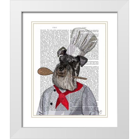 Schnauzer Chef White Modern Wood Framed Art Print with Double Matting by Fab Funky