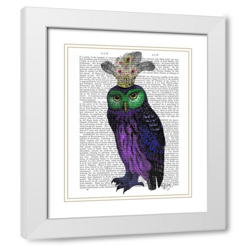Purple Owl White Modern Wood Framed Art Print with Double Matting by Fab Funky