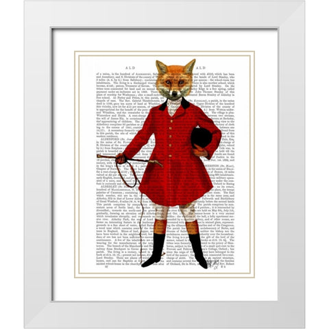 Fox Hunter 2 Full White Modern Wood Framed Art Print with Double Matting by Fab Funky