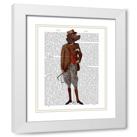 Red Setter Rider Full White Modern Wood Framed Art Print with Double Matting by Fab Funky