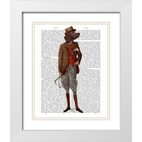 Red Setter Rider Full White Modern Wood Framed Art Print with Double Matting by Fab Funky