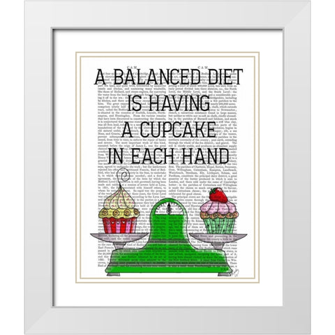A Balanced Diet Illustration White Modern Wood Framed Art Print with Double Matting by Fab Funky