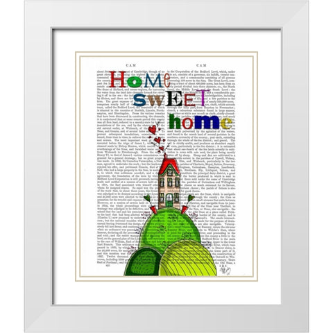 Home Sweet Home Illustration White Modern Wood Framed Art Print with Double Matting by Fab Funky