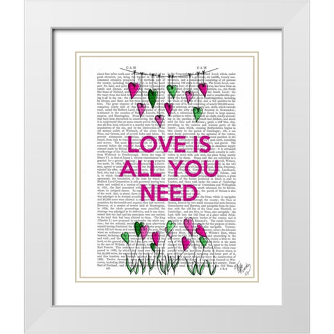 Love Is All You Need Illustration White Modern Wood Framed Art Print with Double Matting by Fab Funky