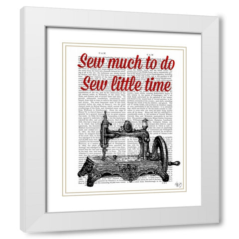 Sew Little Time Illustration White Modern Wood Framed Art Print with Double Matting by Fab Funky
