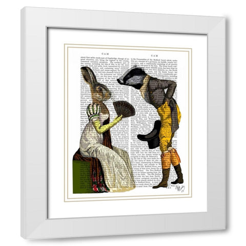 Look Of Love Regency Badger and Hare Couple White Modern Wood Framed Art Print with Double Matting by Fab Funky